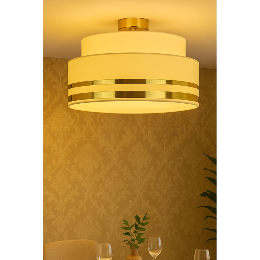 Plafón TAMI 1xE27/60W/230V diá. 40 cm beige/dorado