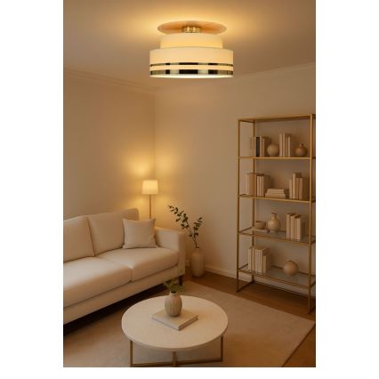 Plafón TAMI 1xE27/60W/230V diá. 40 cm beige/dorado
