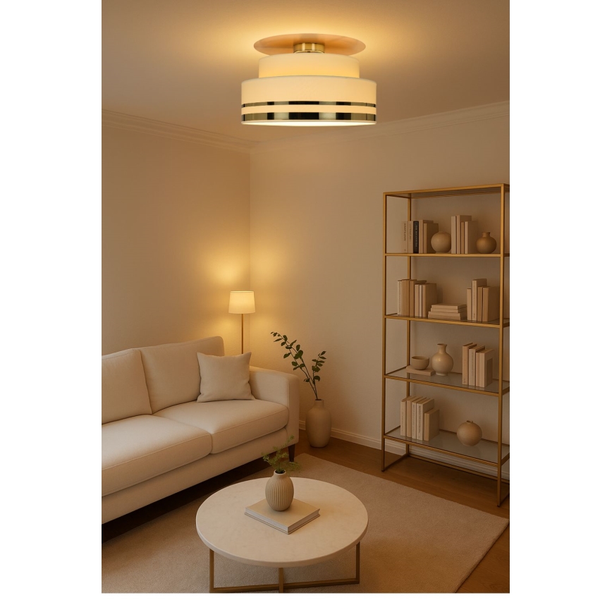 Plafón TAMI 1xE27/60W/230V diá. 40 cm beige/dorado