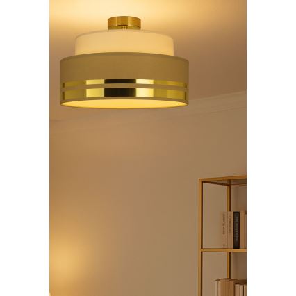 Plafón TAMI 1xE27/60W/230V diá. 40 cm beige/marrón/dorado