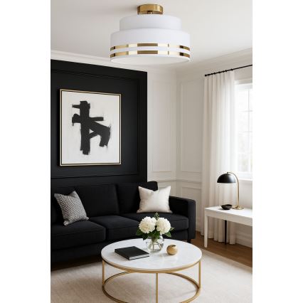 Plafón TAMI 1xE27/60W/230V diá. 40 cm blanco/dorado