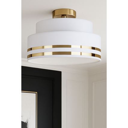 Plafón TAMI 1xE27/60W/230V diá. 40 cm blanco/dorado