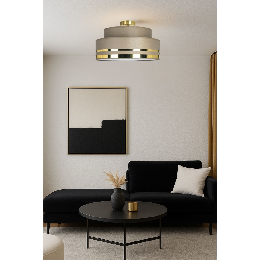Plafón TAMI 1xE27/60W/230V diá. 40 cm marrón/dorado