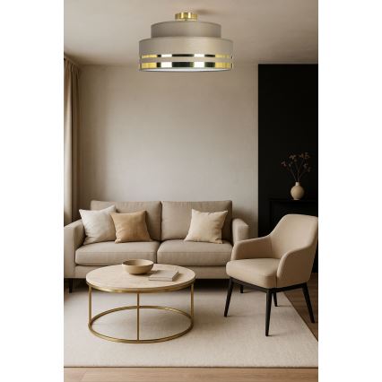 Plafón TAMI 1xE27/60W/230V diá. 40 cm marrón/dorado