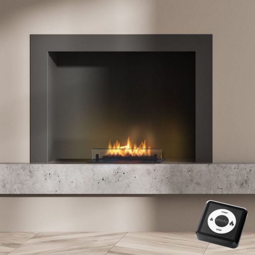 Planika - Chimenea BIO empotrada con control remoto 19,1x38 cm 2,5kW/230V negro