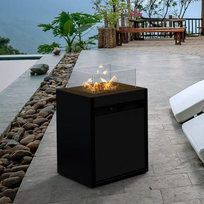 Planika - Chimenea de gas para exterior 79,7x48 cm 10kW 1xAAA negro + funda protectora