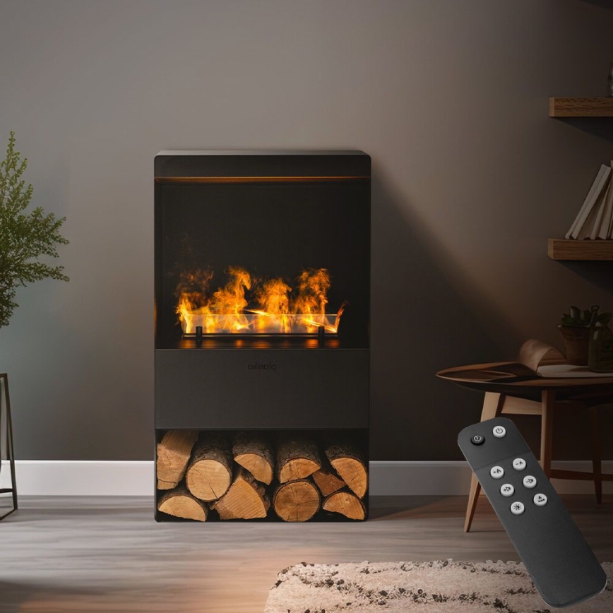 Planika - Chimenea de vapor de agua con mando a distancia 83x48 cm 125W/230V negro