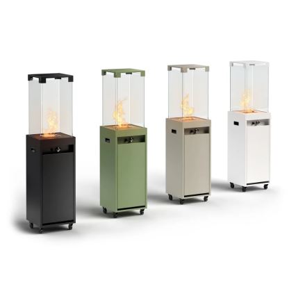 Planika Faro GAS - Chimenea de gas exterior 142x36 cm 8kW negro + funda protectora