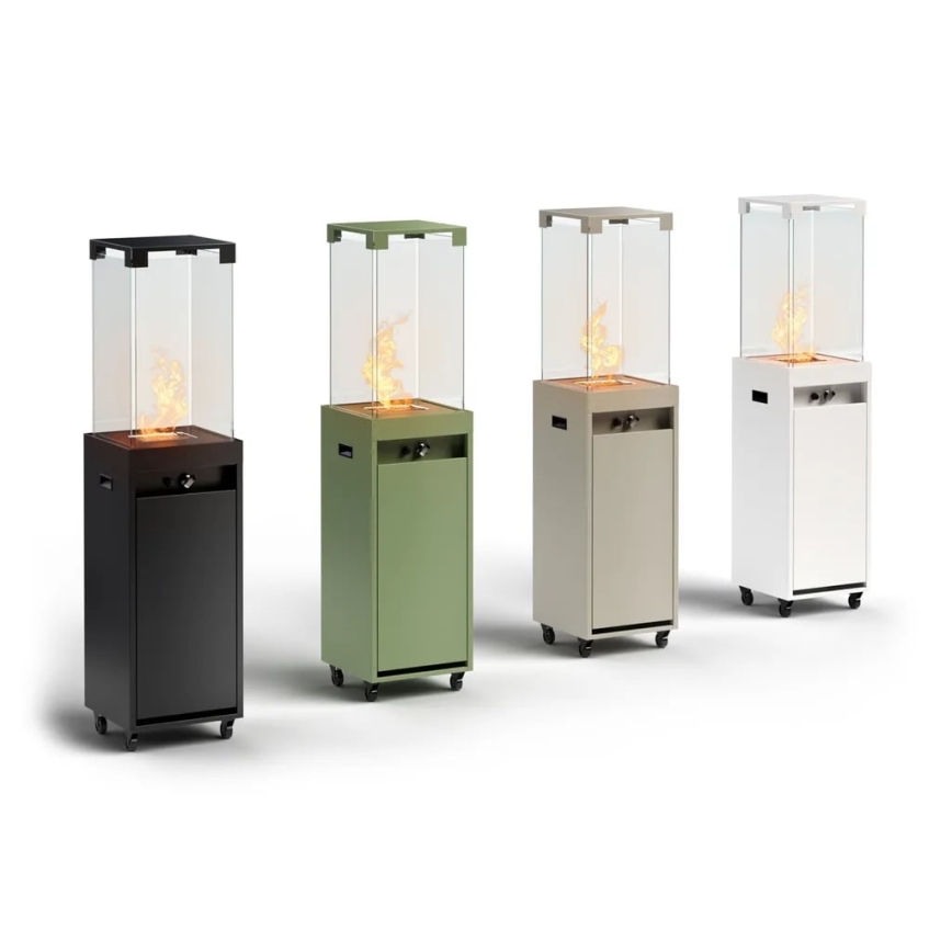 Planika Faro GAS - Chimenea de gas exterior 142x36 cm 8kW negro + funda protectora