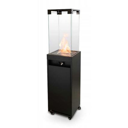 Planika Faro GAS - Chimenea de gas exterior 142x36 cm 8kW negro + funda protectora