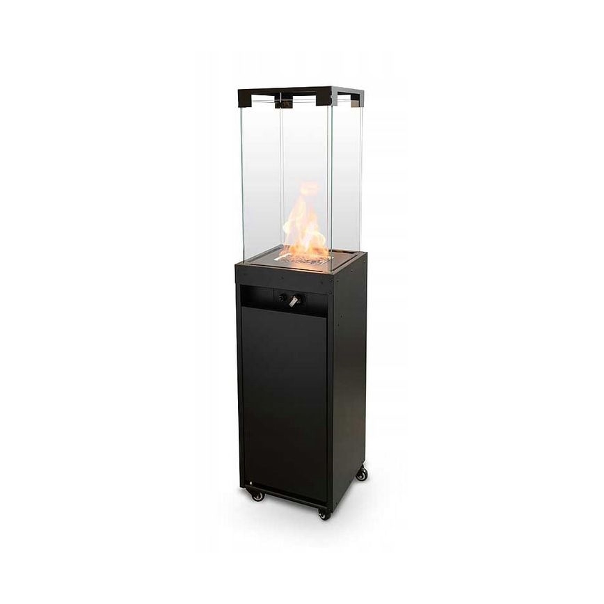 Planika Faro GAS - Chimenea de gas exterior 142x36 cm 8kW negro + funda protectora