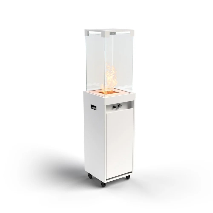 Planika - Chimenea de gas para exterior 142x36 cm 8kW 1xAAA blanco + funda protectora
