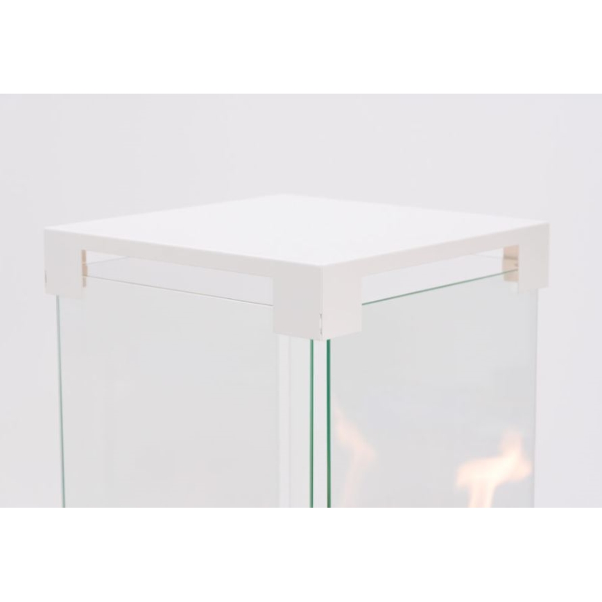 Planika - Chimenea de gas para exterior 142x36 cm 8kW 1xAAA blanco + funda protectora