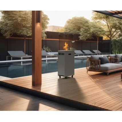 Planika Faro GAS - Chimenea de gas para exterior 142x36 cm 8kW gris + funda protectora