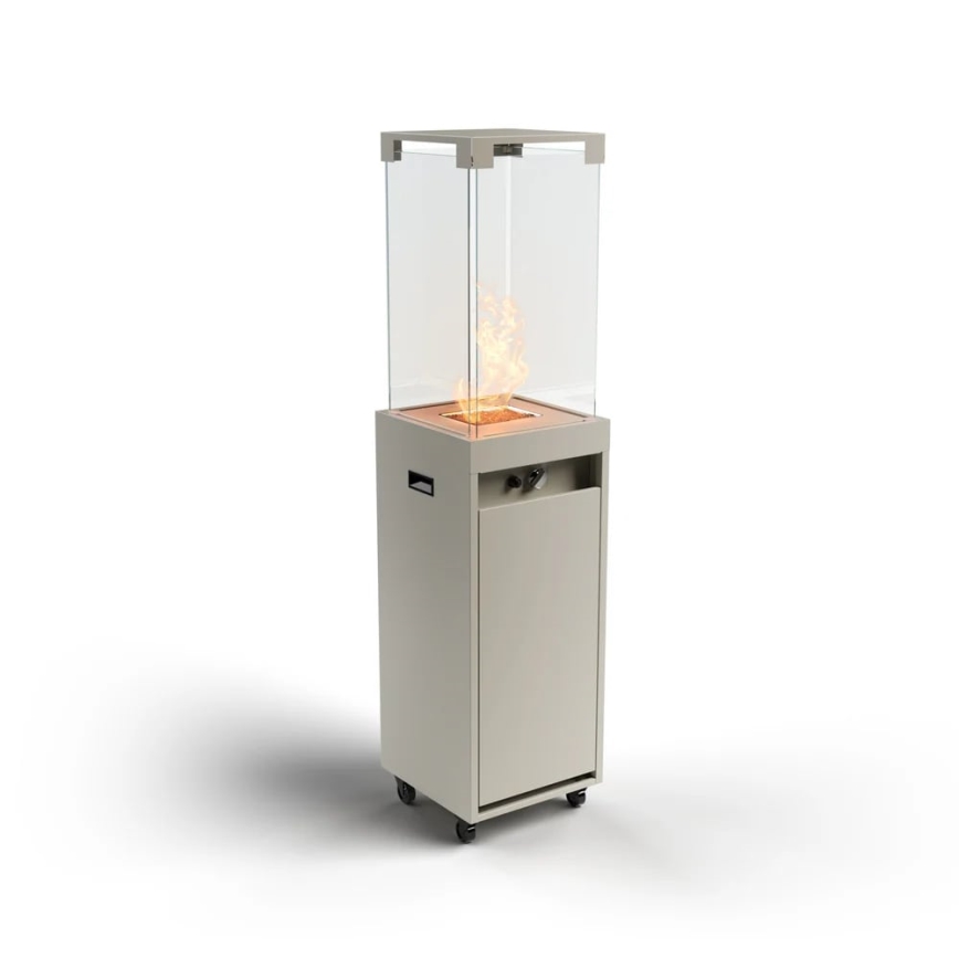 Planika Faro GAS - Chimenea de gas para exterior 142x36 cm 8kW gris + funda protectora