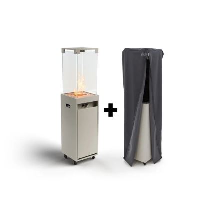 Planika Faro GAS - Chimenea de gas para exterior 142x36 cm 8kW gris + funda protectora