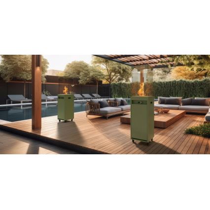 Planika Faro GAS - Chimenea de gas para exterior 142x36 cm 8kW verde + funda protectora