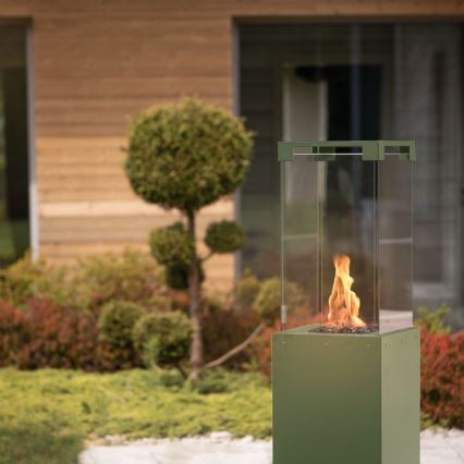Planika Faro GAS - Chimenea de gas para exterior 142x36 cm 8kW verde + funda protectora