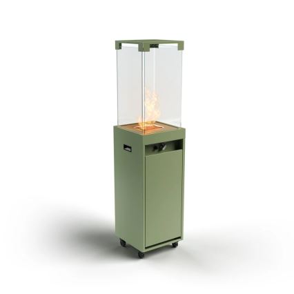Planika Faro GAS - Chimenea de gas para exterior 142x36 cm 8kW verde + funda protectora