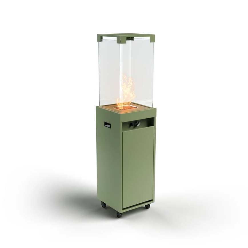 Planika Faro GAS - Chimenea de gas para exterior 142x36 cm 8kW verde + funda protectora