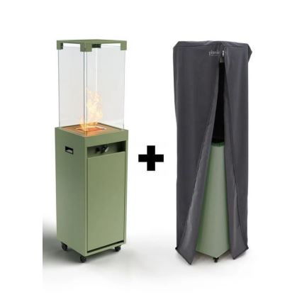 Planika Faro GAS - Chimenea de gas para exterior 142x36 cm 8kW verde + funda protectora