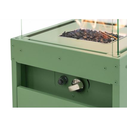 Planika Faro GAS - Chimenea de gas para exterior 142x36 cm 8kW verde + funda protectora