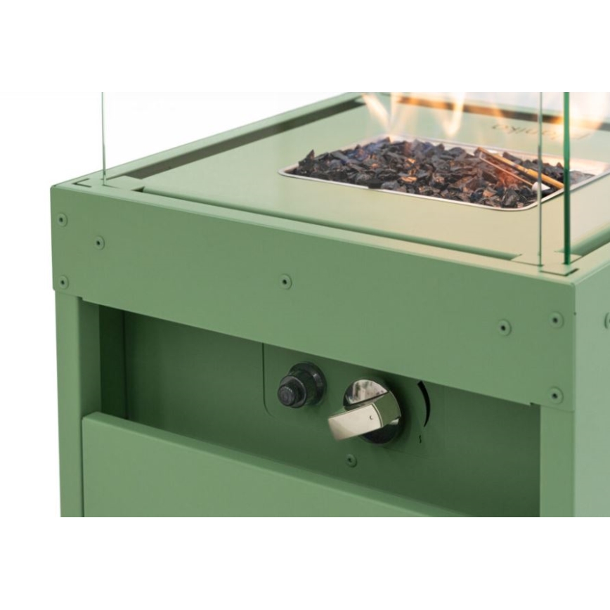 Planika Faro GAS - Chimenea de gas para exterior 142x36 cm 8kW verde + funda protectora