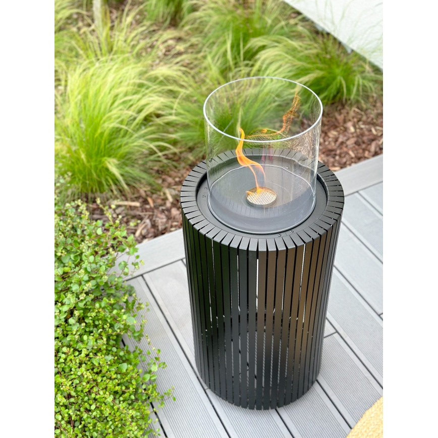 Planika - Chimenea BIO 87x37,6 cm 2,5kW negro + tapa protectora