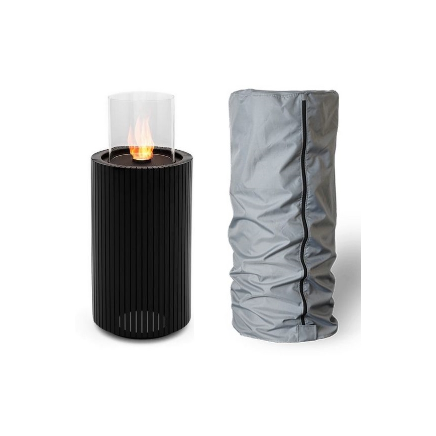Planika - Chimenea BIO 87x37,6 cm 2,5kW negro + tapa protectora