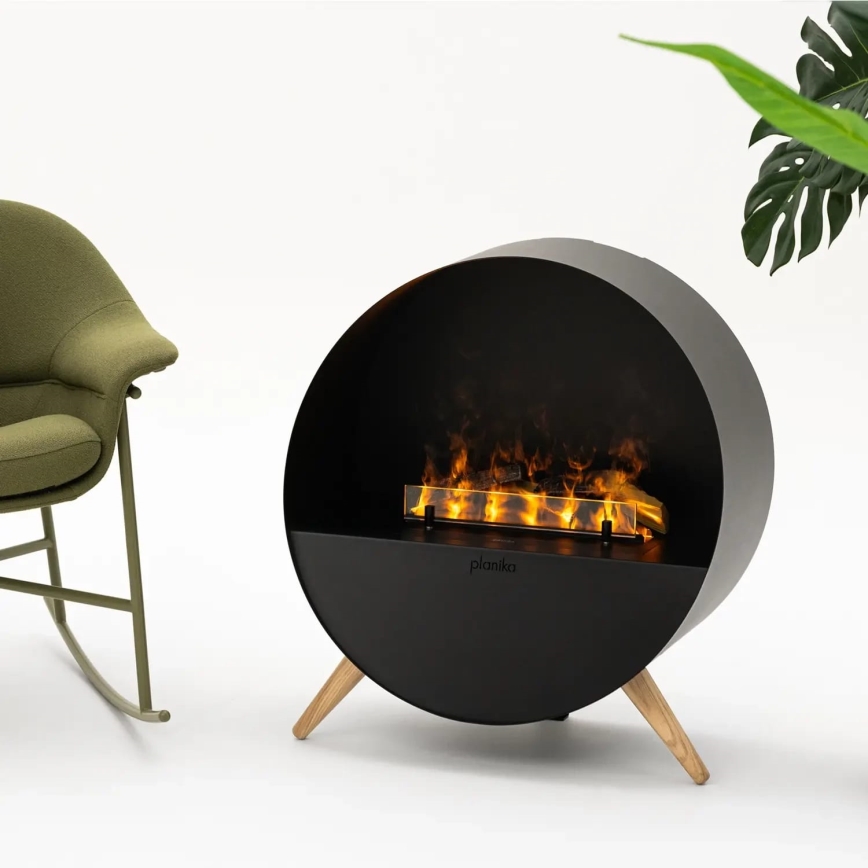 Planika - Chimenea a vapor de agua con control remoto 72,9x65,3 cm 125W/230V negro