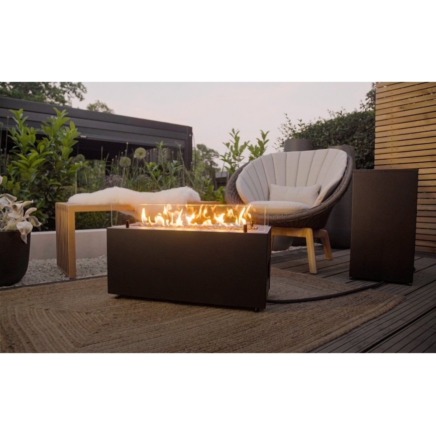 Planika - Chimenea de gas para exterior 41,4x69,8 cm 10kW 1xAAA negro + funda protectora