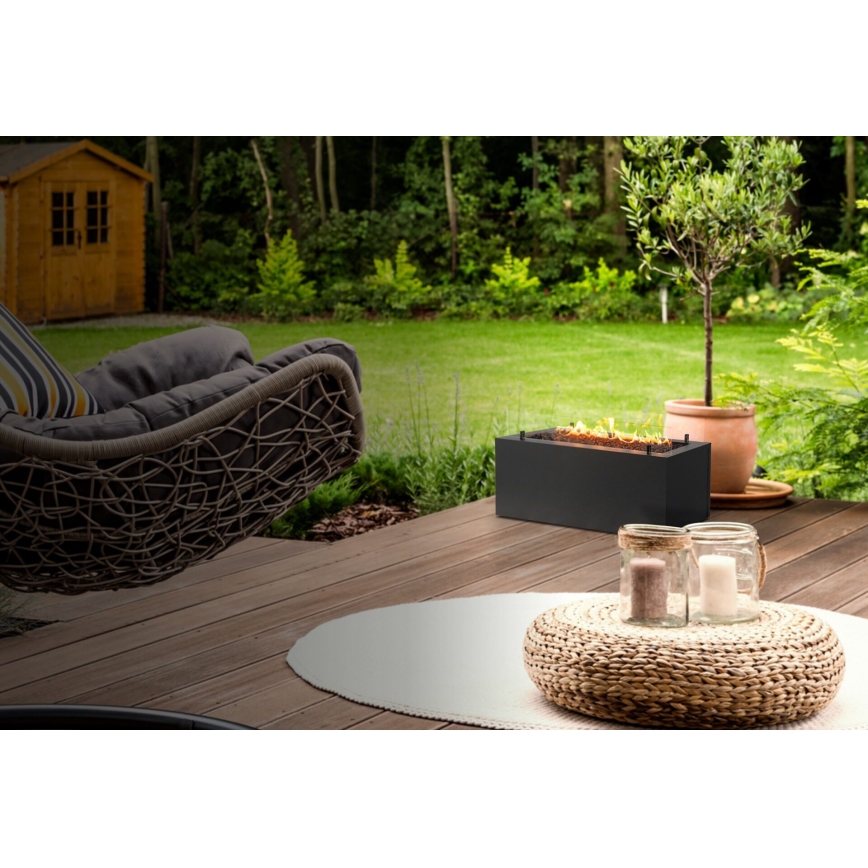 Planika - Chimenea de gas para exterior 41,4x69,8 cm 10kW 1xAAA negro + funda protectora