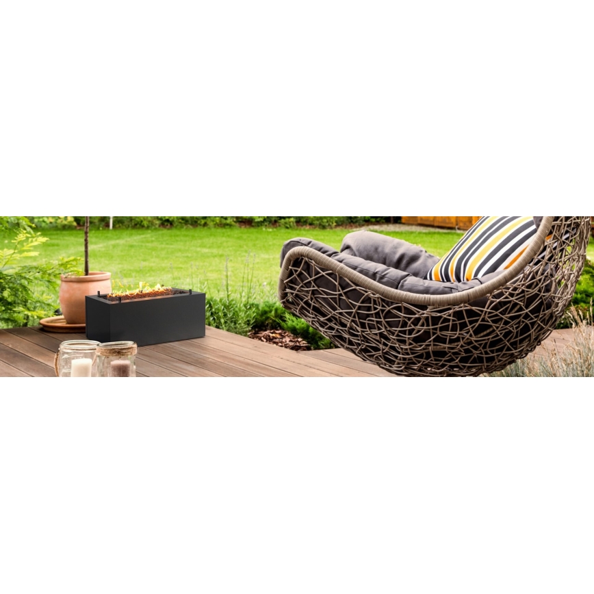 Planika - Chimenea de gas para exterior 41,4x69,8 cm 10kW 1xAAA negro + funda protectora