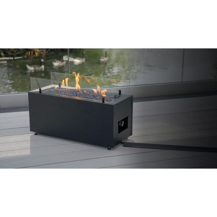 Planika - Chimenea de gas para exterior 41,4x69,8 cm 10kW 1xAAA negro + funda protectora