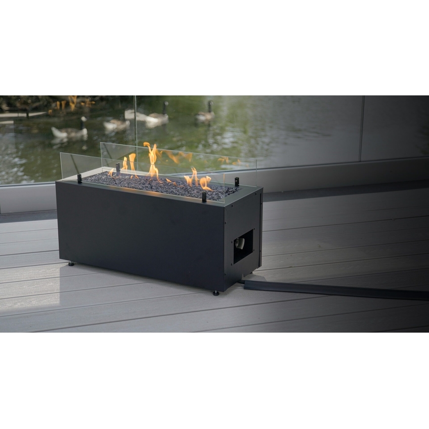 Planika - Chimenea de gas para exterior 41,4x69,8 cm 10kW 1xAAA negro + funda protectora