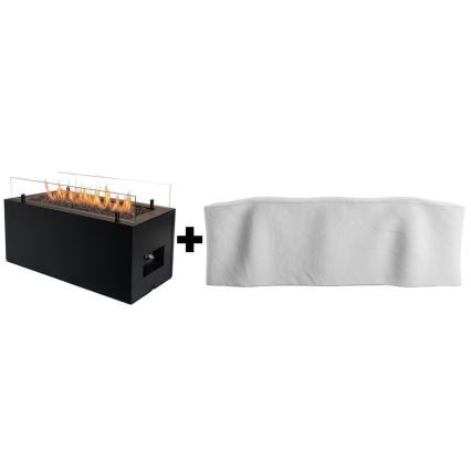 Planika - Chimenea de gas para exterior 41,4x69,8 cm 10kW 1xAAA negro + funda protectora