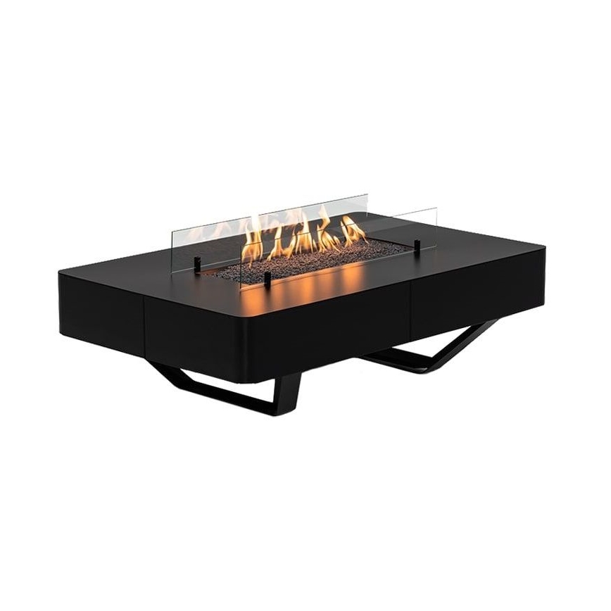 Planika - Chimenea de gas para exteriores 46x106 cm 10kW negro + funda protectora