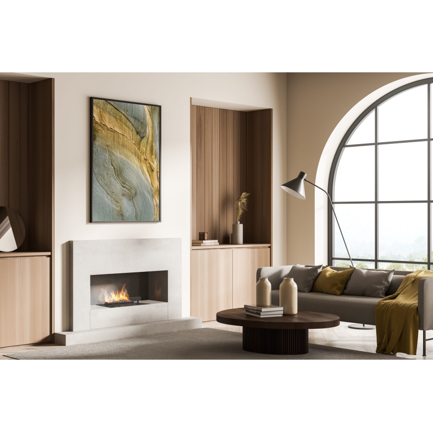 Planika - Chimenea BIO empotrada con control remoto 19,1x38 cm 2,5kW/230V negro