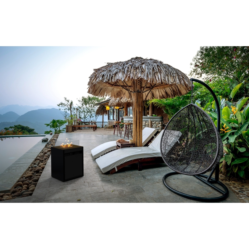 Planika - Chimenea de gas para exterior 79,7x48 cm 10kW 1xAAA negro + funda protectora