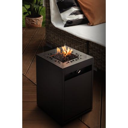 Planika - Chimenea de gas para exterior 79,7x48 cm 10kW 1xAAA negro + funda protectora