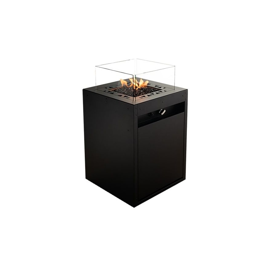 Planika - Chimenea de gas para exterior 79,7x48 cm 10kW 1xAAA negro + funda protectora
