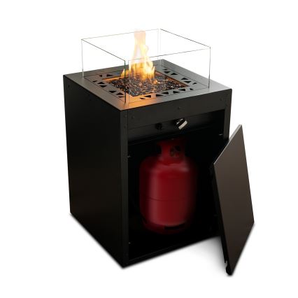 Planika - Chimenea de gas para exterior 79,7x48 cm 10kW 1xAAA negro + funda protectora