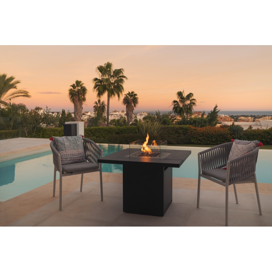 Planika - Chimenea de gas para exterior 79,7x90 cm 10kW 1xAAA negro + funda protectora