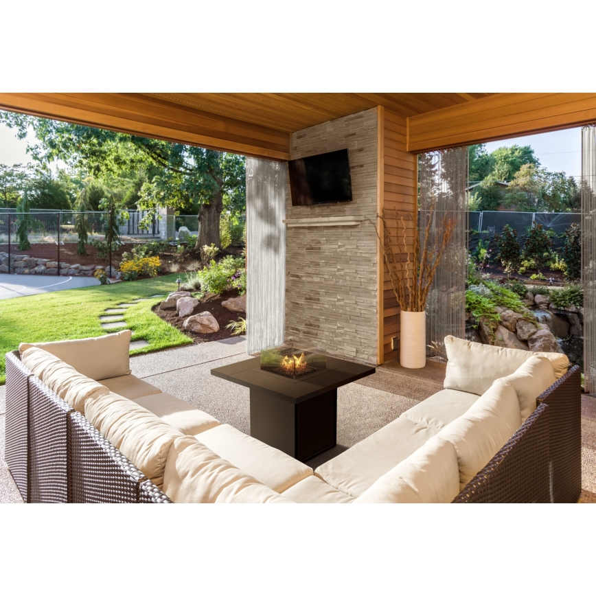 Planika - Chimenea de gas para exterior 79,7x90 cm 10kW 1xAAA negro + funda protectora