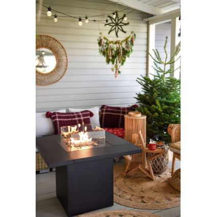 Planika - Chimenea de gas para exterior 79,7x90 cm 10kW 1xAAA negro + funda protectora