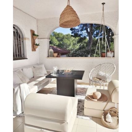 Planika - Chimenea de gas para exterior 79,7x90 cm 10kW 1xAAA negro + funda protectora