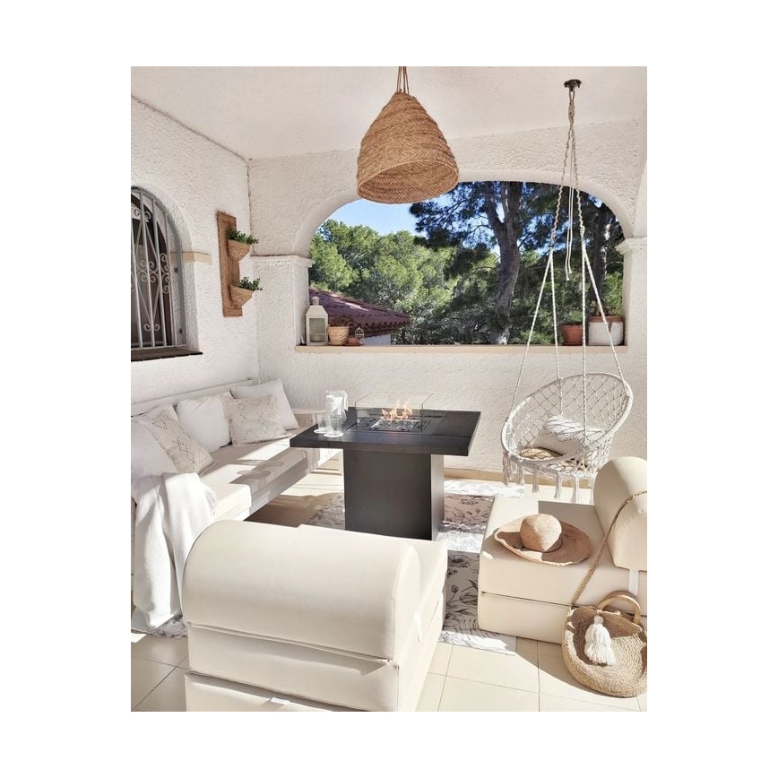 Planika - Chimenea de gas para exterior 79,7x90 cm 10kW 1xAAA negro + funda protectora