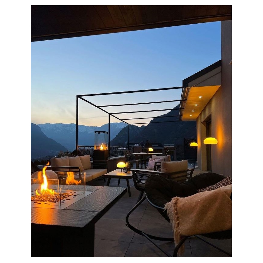 Planika - Chimenea de gas para exterior 79,7x90 cm 10kW 1xAAA negro + funda protectora