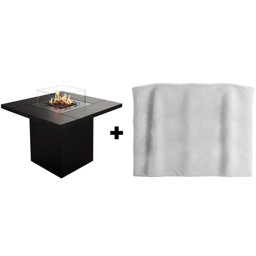 Planika - Chimenea de gas para exterior 79,7x90 cm 10kW 1xAAA negro + funda protectora