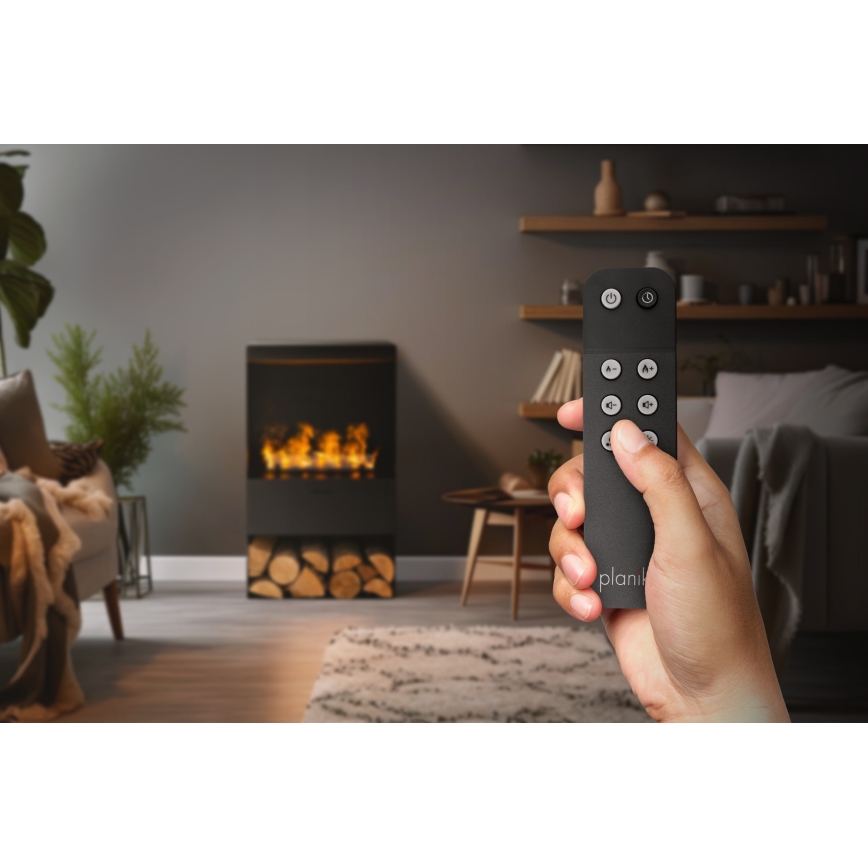 Planika - Chimenea de vapor de agua con mando a distancia 83x48 cm 125W/230V negro